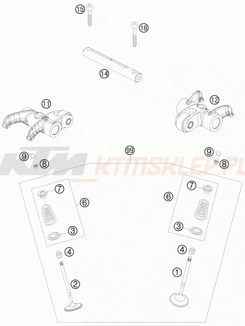 Schemat "zawory / rozrząd" do KTM 690 SUPERMOTO R