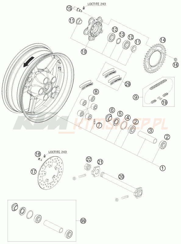 Schemat "koło tył" do KTM 1190 RC 8 RRS