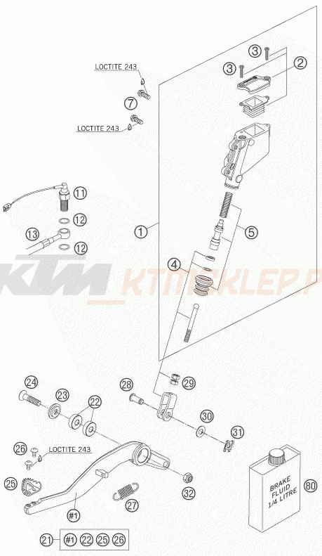 Schemat "tył hamulec - pompa" do KTM 950 SUPERMOTO