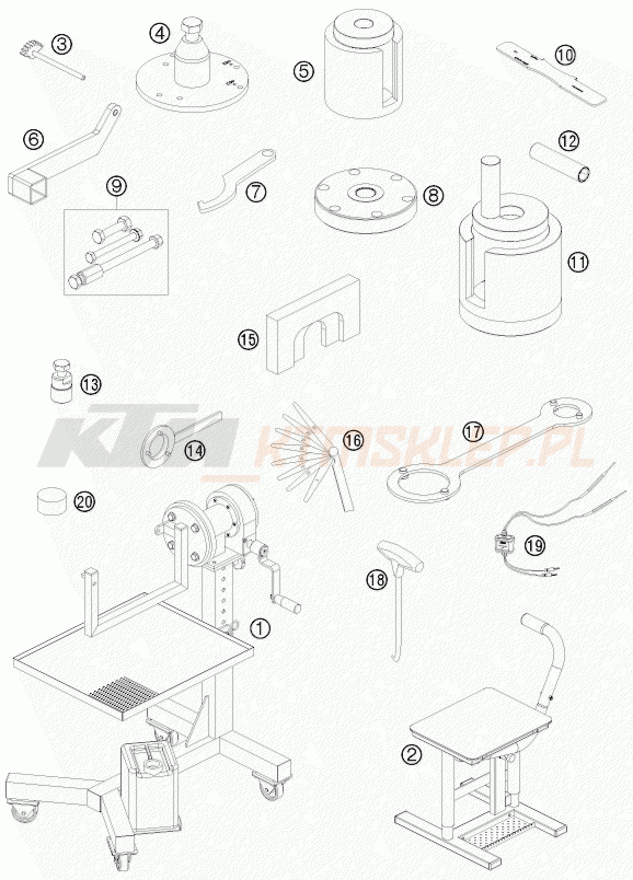 Schemat "Special tools (engine)" do KTM 65 SX