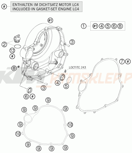 Schemat "pokrywa sprzęgła" do KTM 690 ENDURO R