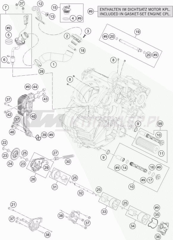 Schemat "smarowanie silnika" do KTM 1290 SUPER ADVENTURE WH ABS