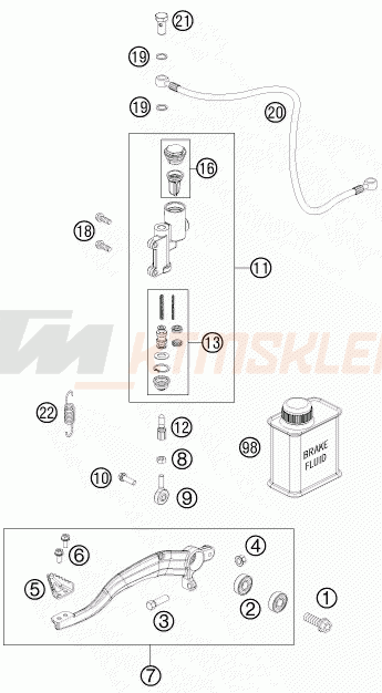 Schemat "tył hamulec - pompa" do KTM 505 SX ATV