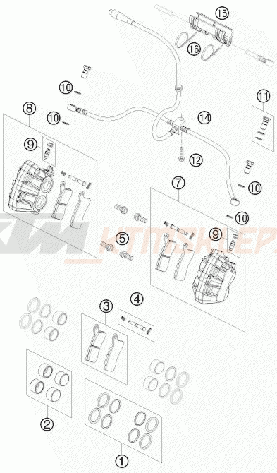 Schemat "zacisk hamulcowy + tarcza przód" do KTM 525 XC ATV