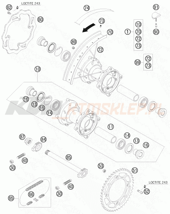 Schemat "koło tył" do KTM 85 XC