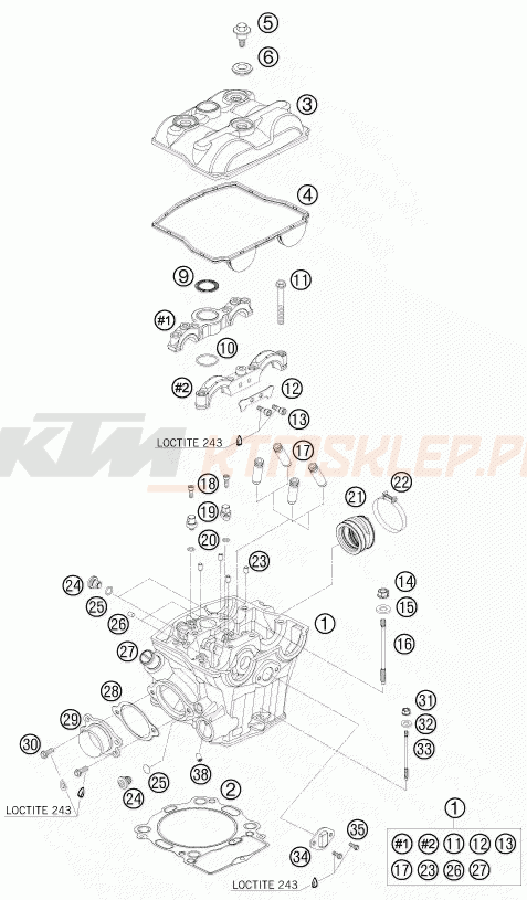 Schemat "głowica" do KTM 505 SX ATV