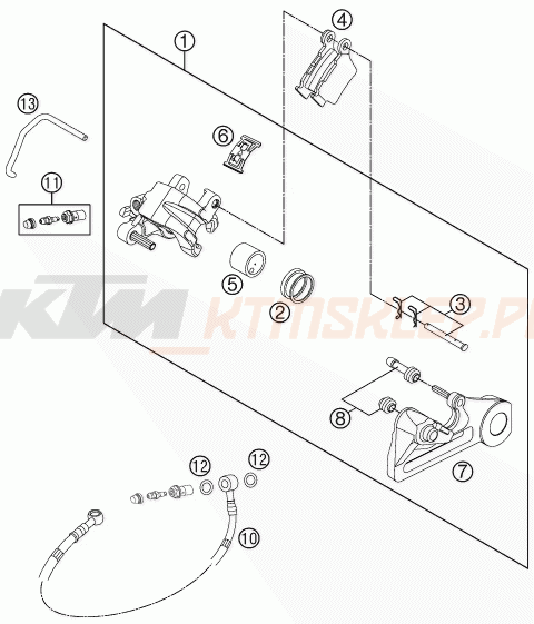 Schemat "zacisk hamulcowy tył" do KTM 250 XCF-W SIX DAYS