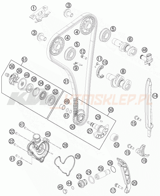 Schemat "układ rozrządu" do KTM 350 SX-F