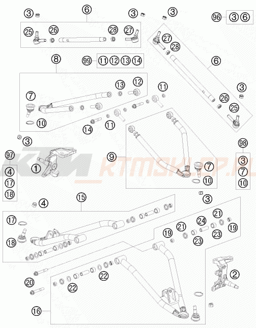 Schemat "FRONT-END" do KTM 525 XC ATV