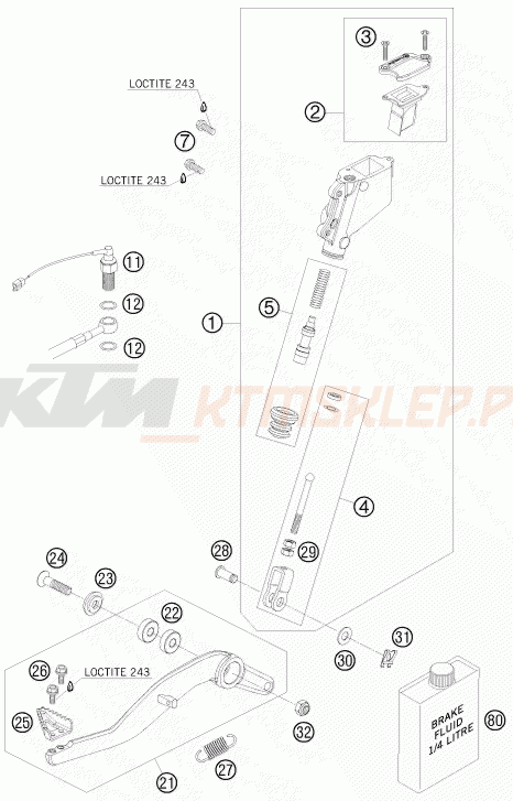 Schemat "tył hamulec - pompa" do KTM 950 SUPERMOTO R
