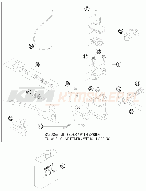 Schemat "przedni hamulec" do KTM 350 EXC-F
