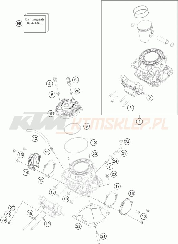 Schemat "cylinder, głowica" do KTM 300 XC-W TPI ERZBERGRODEO