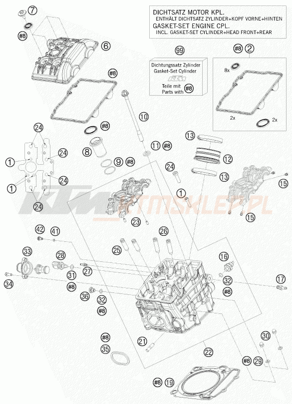 Schemat "głowica przód" do KTM 1190 RC 8 R