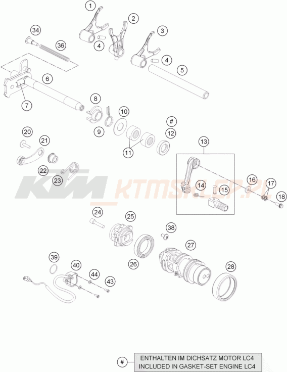 Schemat "skrzynia biegów-automat zmieniający " do KTM 690 DUKE ABS