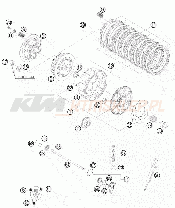 Schemat "sprzęgło" do KTM 250 SX