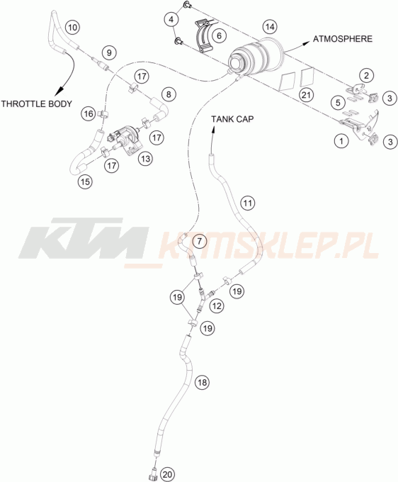 Schemat "EVAPORATIVE CANISTER" do KTM RC 390 WHITE ABS