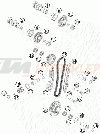 Schemat "układ rozrządu" do KTM 505 SX ATV