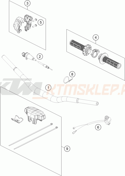 Schemat "kierownica i osprzęt" do KTM 50 SX