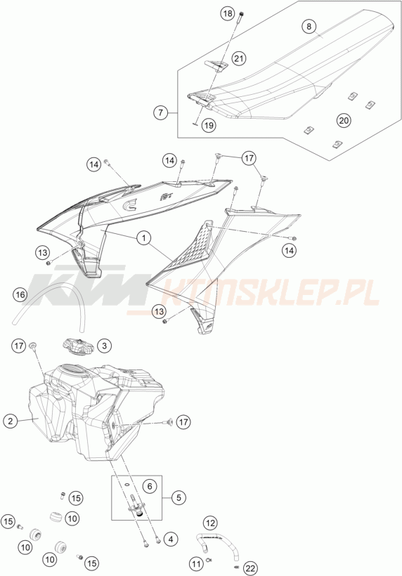 Schemat "TANK, SEAT" do KTM 85 SX 19/16