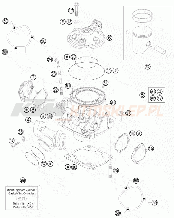 Schemat "cylinder, głowica" do KTM 300 EXC