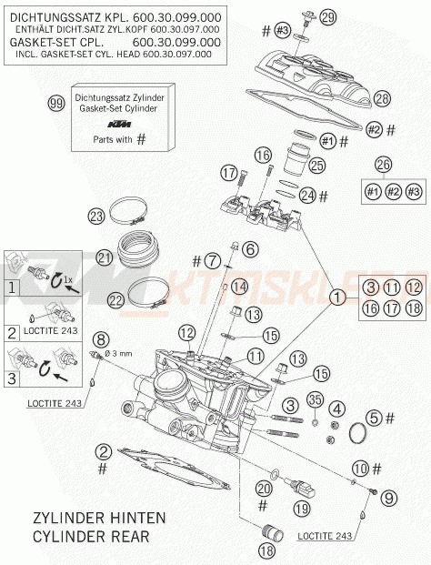 Schemat "głowica tył" do KTM 950 SUPERMOTO