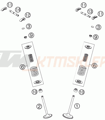 Schemat "zawory / rozrząd" do KTM 505 SX-F PRESERIES