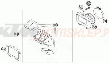 Schemat "REED VALVE CASE" do KTM 125 SXS