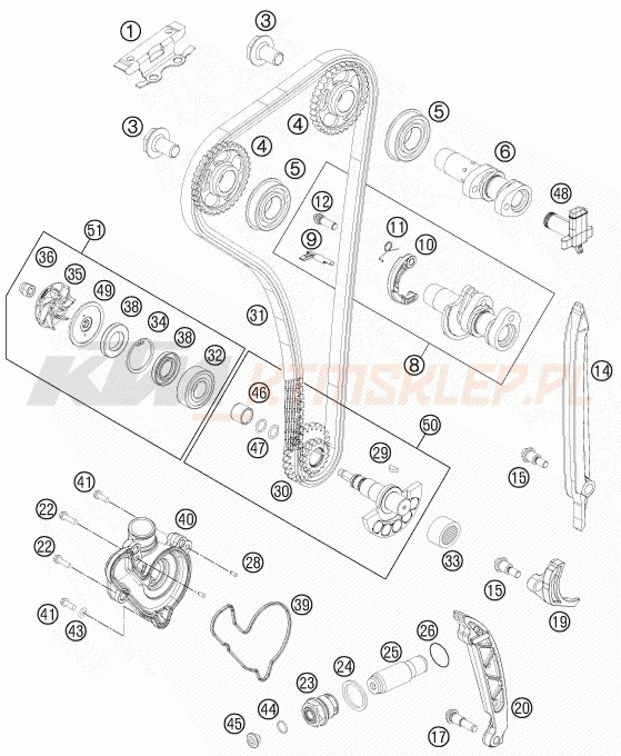 Schemat "układ rozrządu" do KTM 350 SX-F