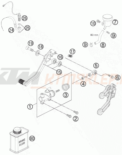 Schemat "tył hamulec - pompa" do KTM 990 SUPER DUKE R