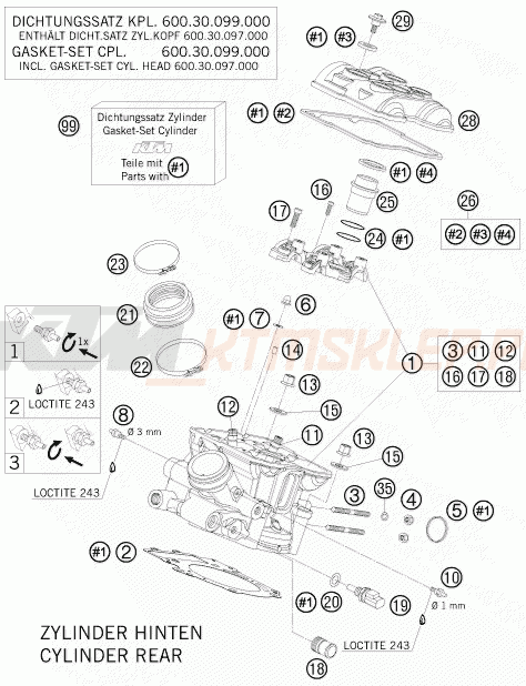 Schemat "głowica tył" do KTM 950 SUPER ENDURO R