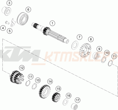 Schemat "TRANSMISSION I - MAIN SHAFT" do KTM 200 DUKE