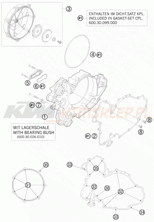 Schemat "pokrywa sprzęgła" do KTM 950 SUPER ENDURO R