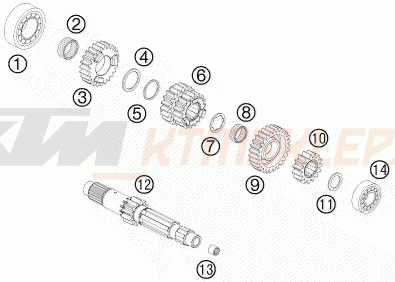 Schemat "TRANSMISSION I - MAIN SHAFT" do KTM 990 SUPER DUKE