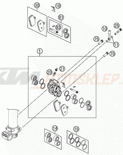 Schemat "zacisk hamulcowy + tarcza przód" do KTM 85 SX 17/