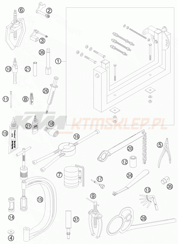 Schemat "Special tools (engine)" do KTM 250 XCF-W CHAMPION EDIT.