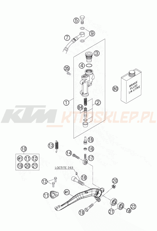 Schemat "tył hamulec - pompa" do KTM 125 SXS