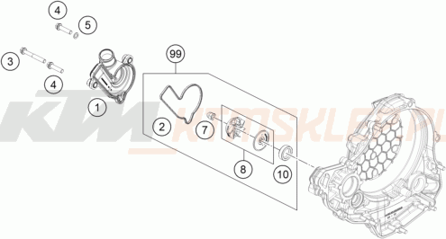 Schemat "pompa wody" do KTM 350 XCF-W