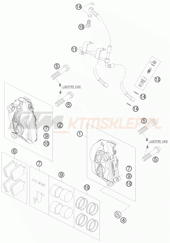 Schemat "zacisk hamulcowy + tarcza przód" do KTM 990 SUPER DUKE R