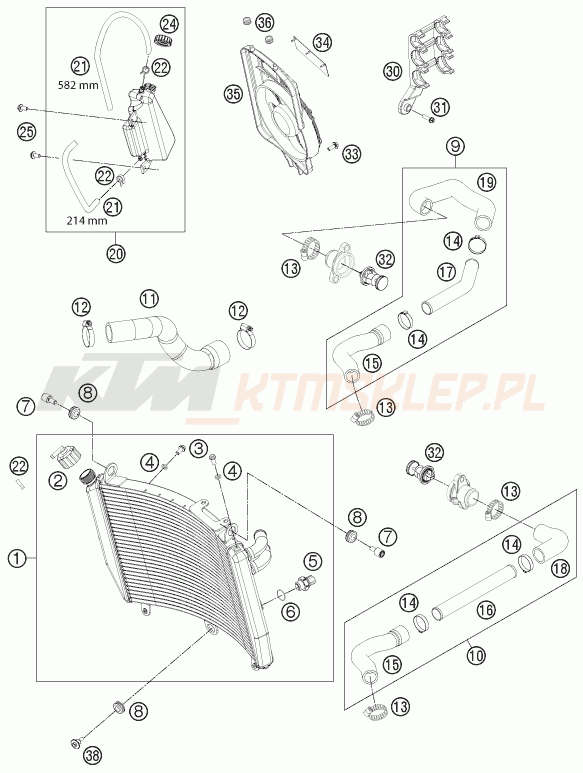 Schemat "układ chłodzenia" do KTM 1190 RC8 R