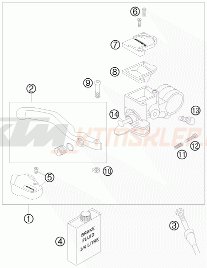 Schemat "przedni hamulec" do KTM 50 SX MINI