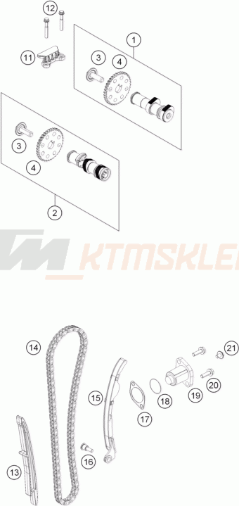 Schemat "układ rozrządu" do KTM 390 DUKE ABS BAJAJ