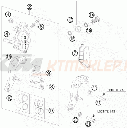 Schemat "zacisk hamulcowy + tarcza przód" do KTM 950 SUPER ENDURO R