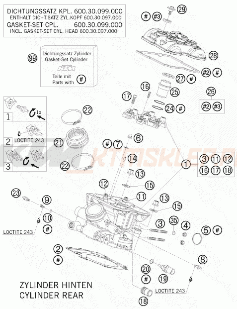 Schemat "głowica tył" do KTM 990 SUPER DUKE R
