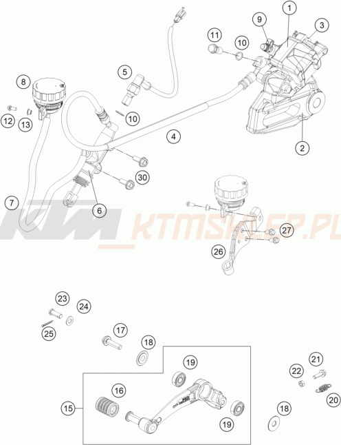 Schemat "zacisk hamulcowy tył" do KTM 200 DUKE WH. W/O ABS