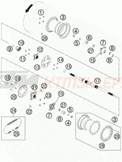Schemat "koło tył" do KTM 505 SX ATV
