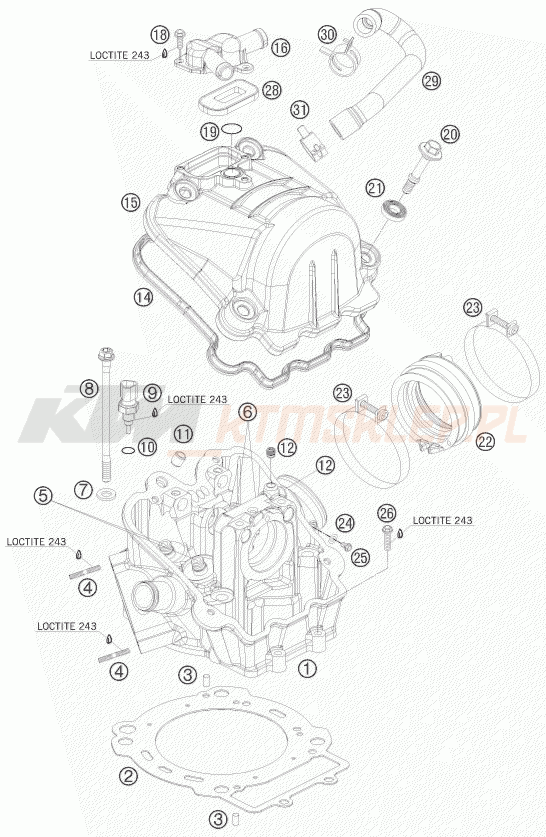 Schemat "głowica" do KTM 690 SMC