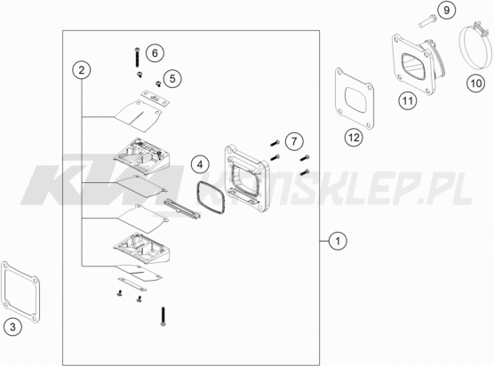 Schemat "REED VALVE CASE" do KTM 150 XC-W TPI
