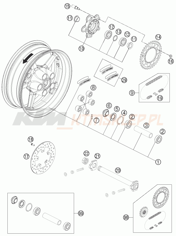 Schemat "koło tył" do KTM 1190 RC8 R