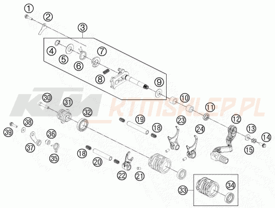 Schemat "skrzynia biegów-automat zmieniający " do KTM 65 SXS