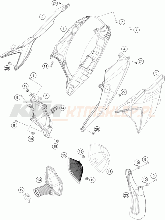 Schemat "filtr powietrza" do KTM 250 XC-F